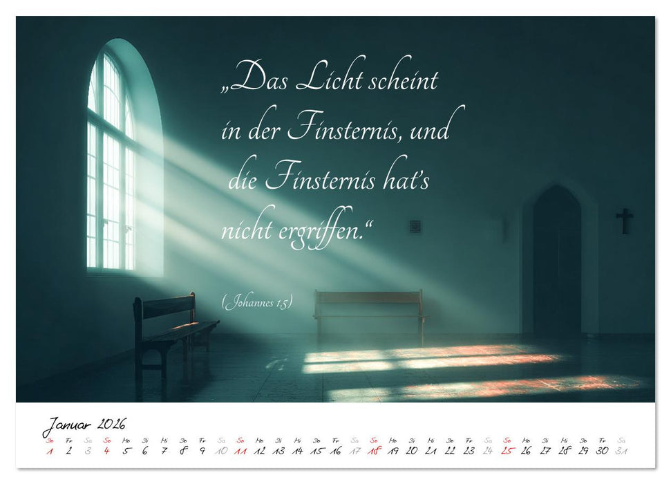 Christlicher Kalender mit Bibelzitaten und spirituellen Bildern (CALVENDO Premium Wandkalender 2026)