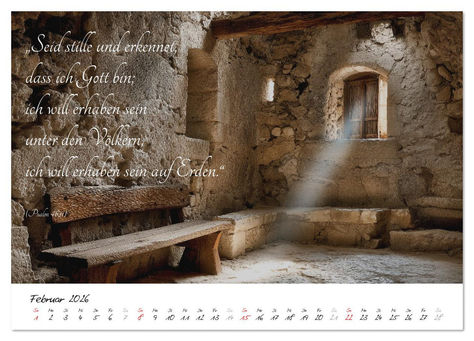 Christlicher Kalender mit Bibelzitaten und spirituellen Bildern (CALVENDO Premium Wandkalender 2026)