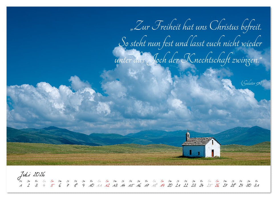 Christlicher Kalender mit Bibelzitaten und spirituellen Bildern (CALVENDO Premium Wandkalender 2026)