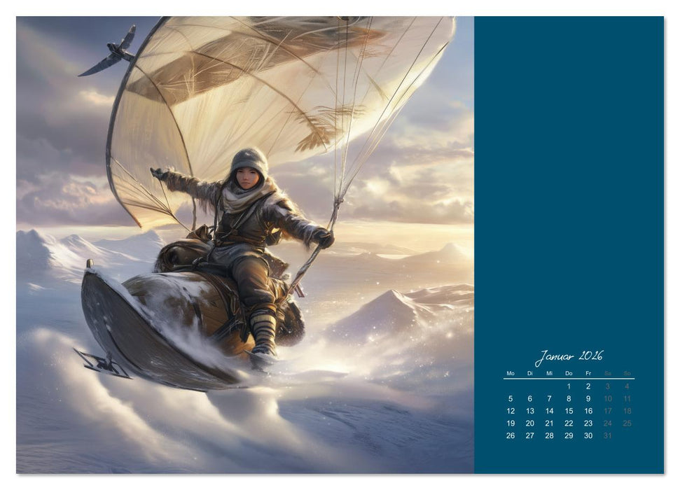 Mit KI durch die Epochen und Lüfte (CALVENDO Wandkalender 2026)