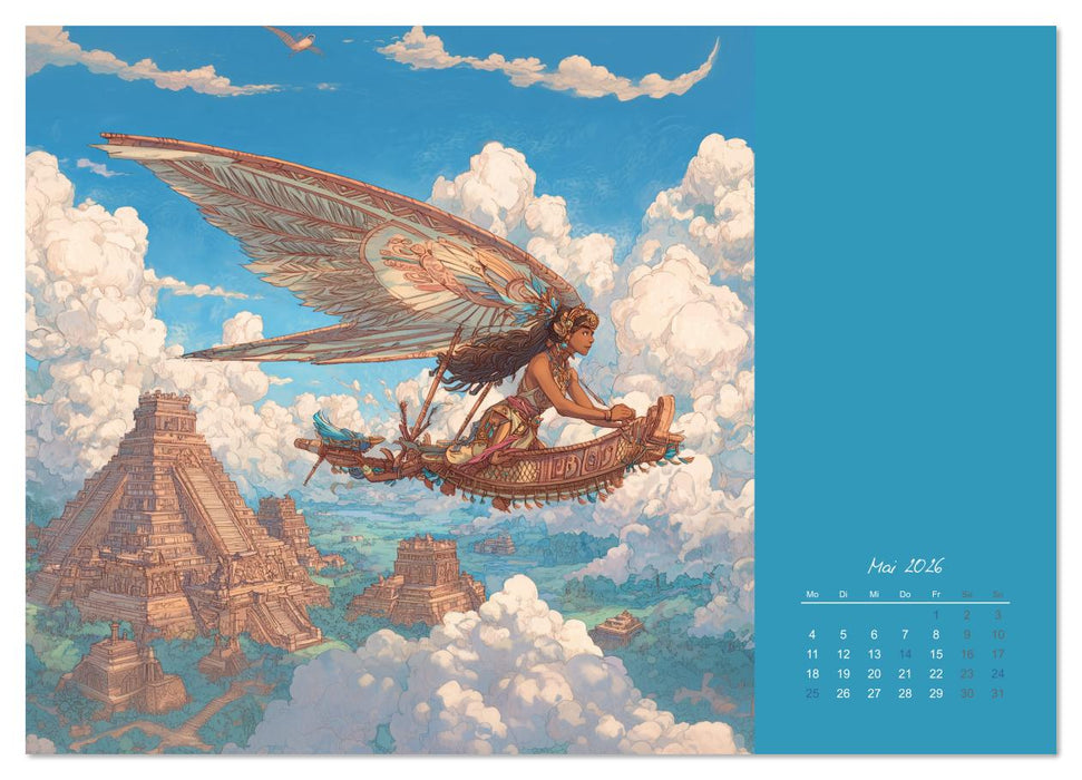 Mit KI durch die Epochen und Lüfte (CALVENDO Wandkalender 2026)