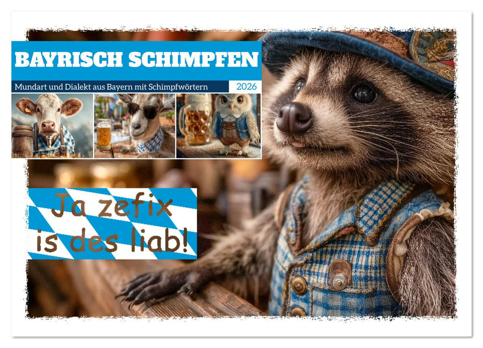 Bayrisch schimpfen - Mundart und Dialekt aus Bayern mit Schimpfwörtern (CALVENDO Wandkalender 2026)