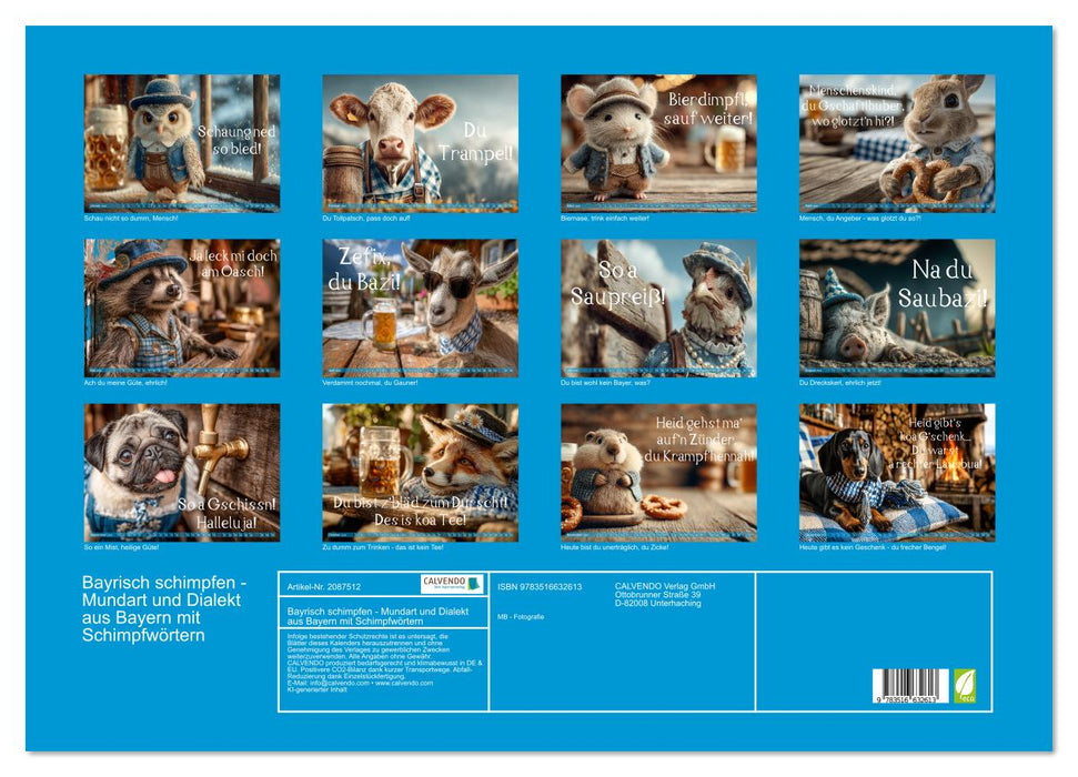 Bayrisch schimpfen - Mundart und Dialekt aus Bayern mit Schimpfwörtern (CALVENDO Wandkalender 2026)