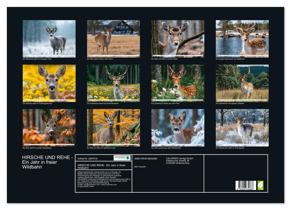 HIRSCHE UND REHE - Ein Jahr in freier Wildbahn (CALVENDO Wandkalender 2026)