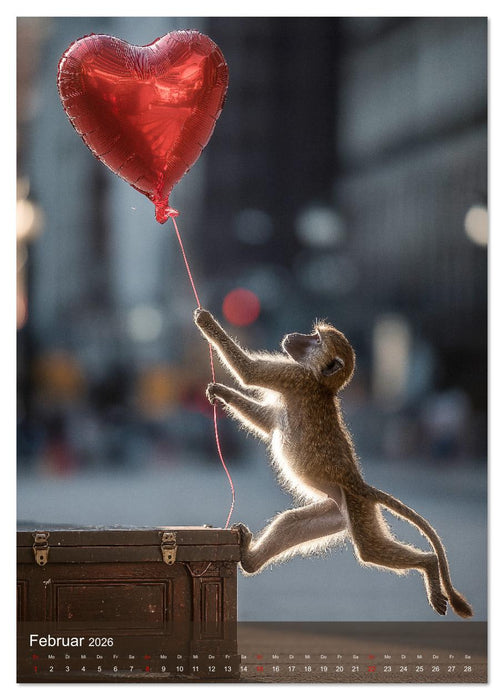Verstohlene Affen - Lustige Diebestour für die ganze Familie (CALVENDO Wandkalender 2026)