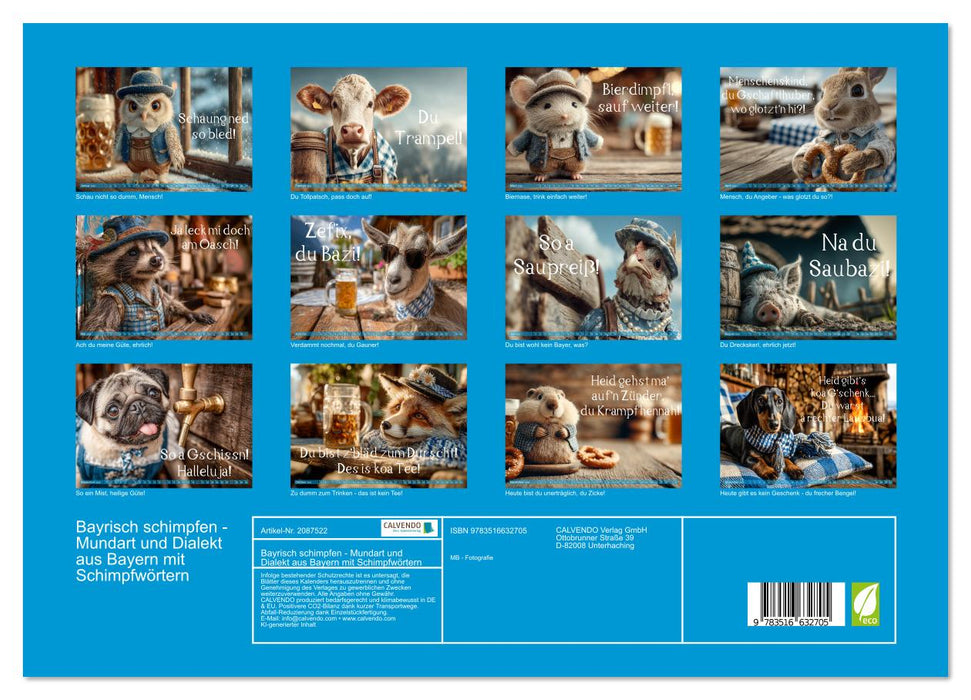Bayrisch schimpfen - Mundart und Dialekt aus Bayern mit Schimpfwörtern (CALVENDO Premium Wandkalender 2026)