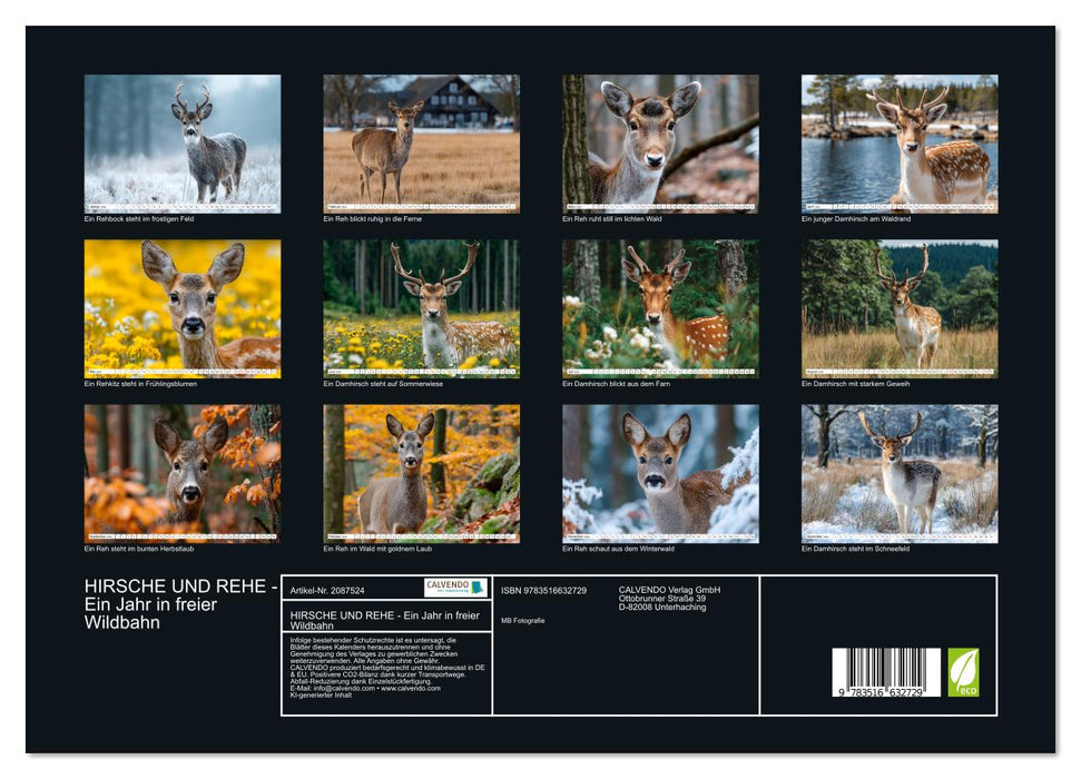 HIRSCHE UND REHE - Ein Jahr in freier Wildbahn (CALVENDO Premium Wandkalender 2026)