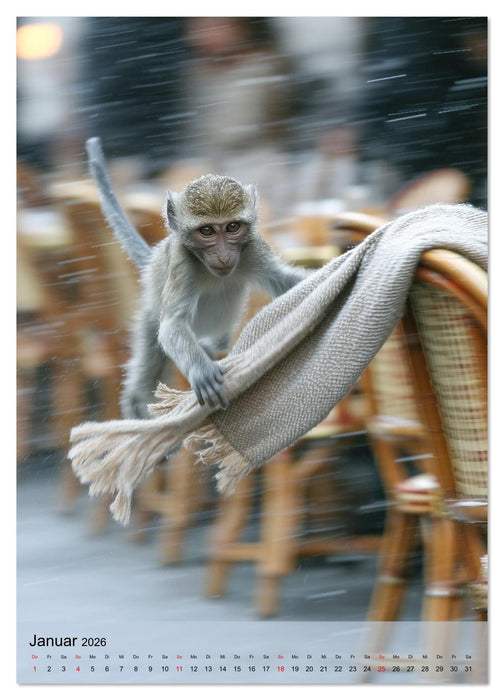 Verstohlene Affen - Lustige Diebestour für die ganze Familie (CALVENDO Premium Wandkalender 2026)