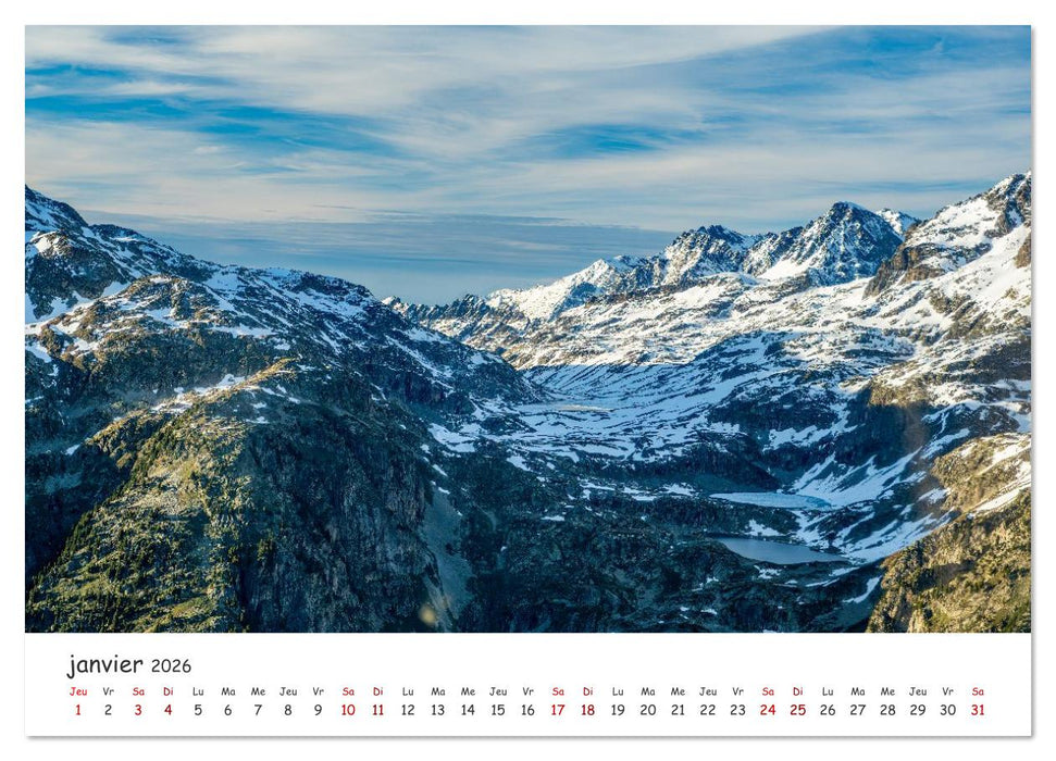 Les hauts de Belledonne les Alpes vues du ciel (CALVENDO Calendrier supérieur 2026)