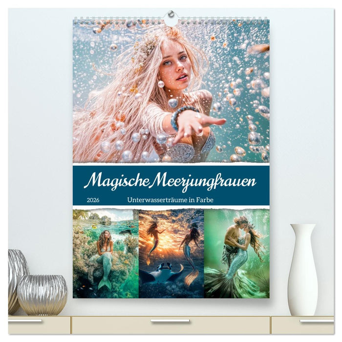 Magische Meerjungfrauen - Unterwasserträume in Farbe (CALVENDO Premium Wandkalender 2026)