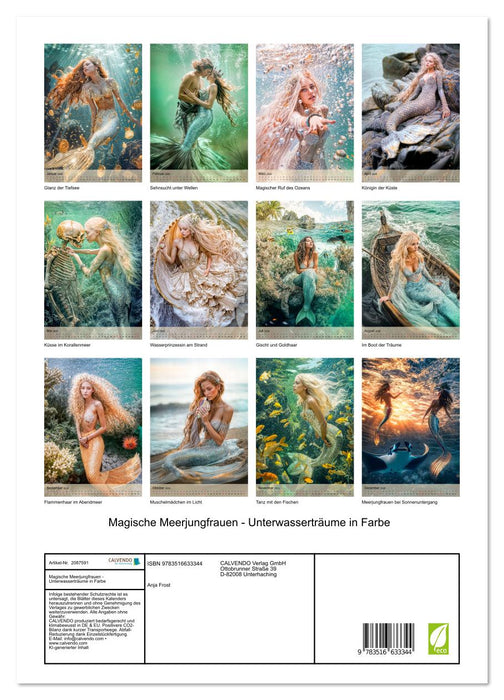 Magische Meerjungfrauen - Unterwasserträume in Farbe (CALVENDO Premium Wandkalender 2026)