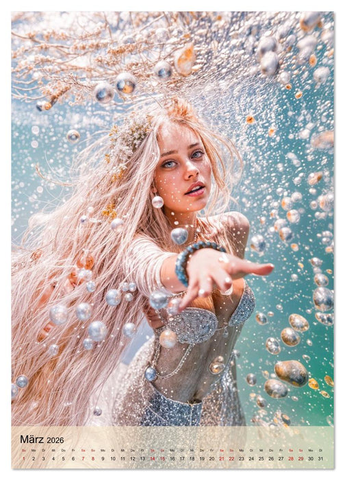 Magische Meerjungfrauen - Unterwasserträume in Farbe (CALVENDO Premium Wandkalender 2026)