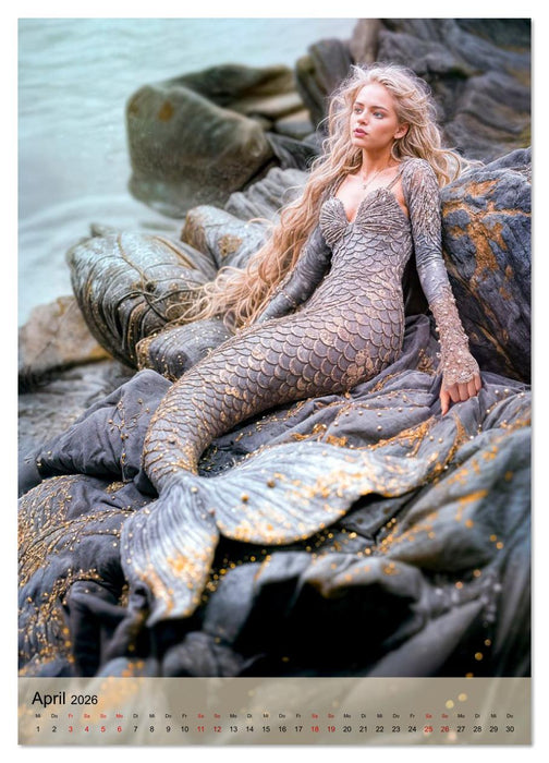 Magische Meerjungfrauen - Unterwasserträume in Farbe (CALVENDO Premium Wandkalender 2026)