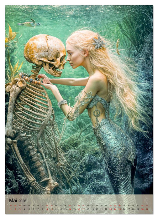 Magische Meerjungfrauen - Unterwasserträume in Farbe (CALVENDO Premium Wandkalender 2026)