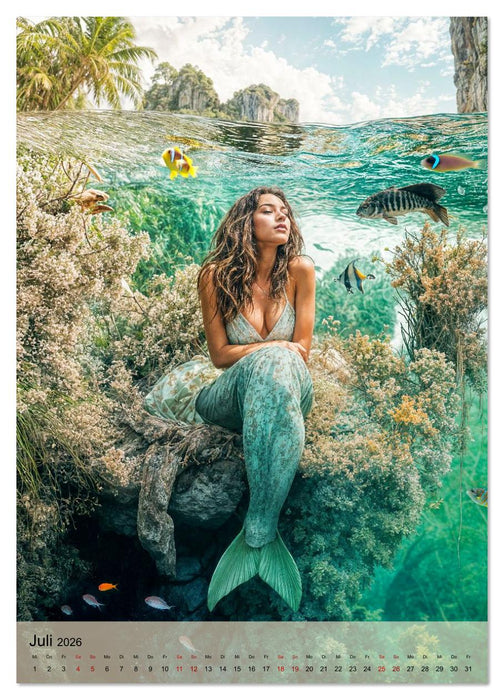 Magische Meerjungfrauen - Unterwasserträume in Farbe (CALVENDO Premium Wandkalender 2026)