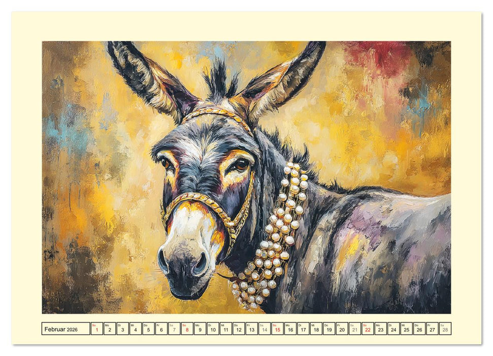 Charmante Langohren. Bezaubernde Eselporträts in Öloptik (CALVENDO Wandkalender 2026)