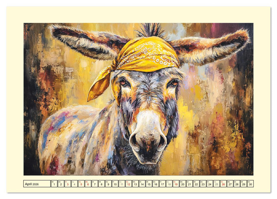 Charmante Langohren. Bezaubernde Eselporträts in Öloptik (CALVENDO Wandkalender 2026)
