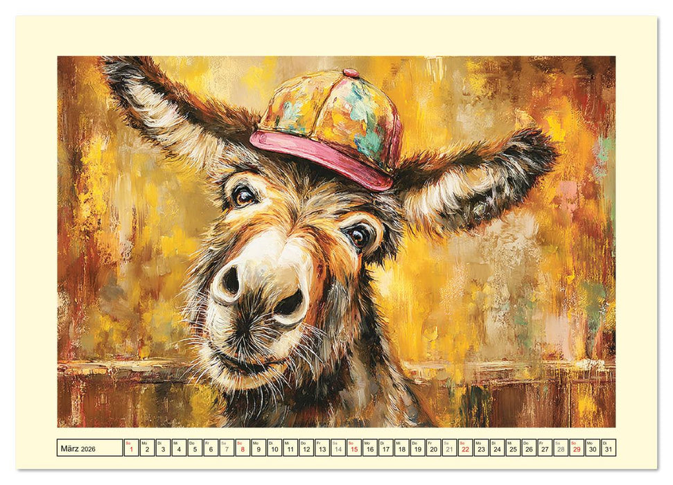 Charmante Langohren. Bezaubernde Eselporträts in Öloptik (CALVENDO Premium Wandkalender 2026)