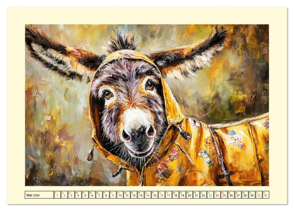 Charmante Langohren. Bezaubernde Eselporträts in Öloptik (CALVENDO Premium Wandkalender 2026)