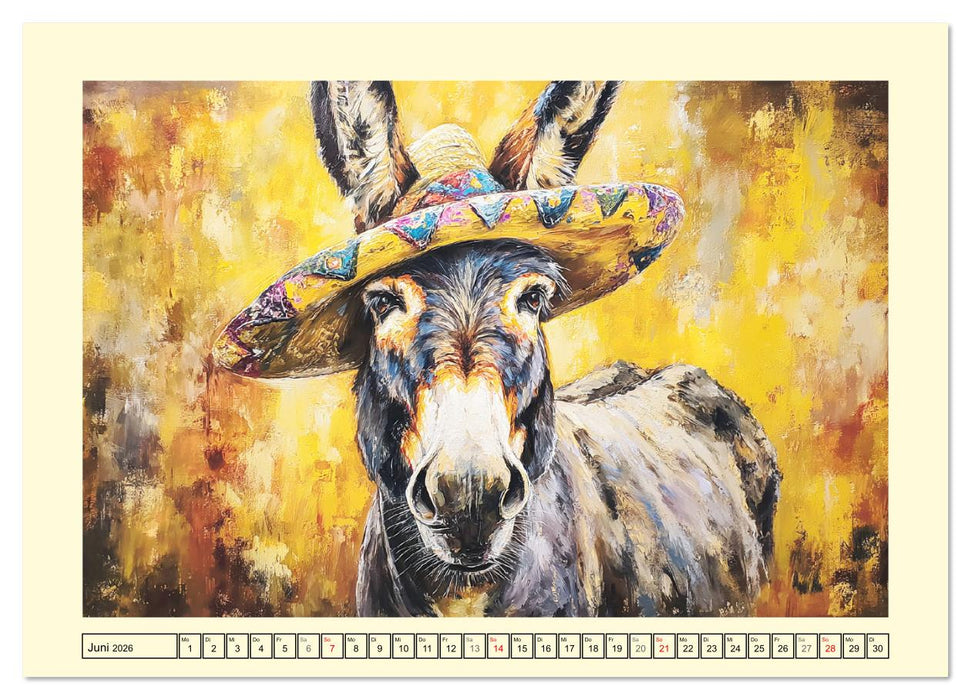Charmante Langohren. Bezaubernde Eselporträts in Öloptik (CALVENDO Premium Wandkalender 2026)