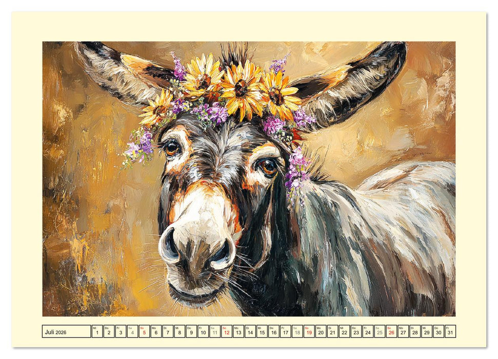 Charmante Langohren. Bezaubernde Eselporträts in Öloptik (CALVENDO Premium Wandkalender 2026)