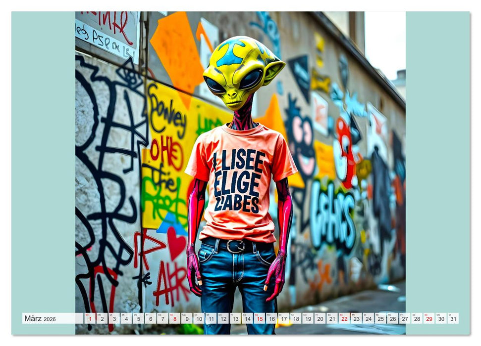 NEONZ - Graffiti trifft Galaxie (CALVENDO Premium Wandkalender 2026)