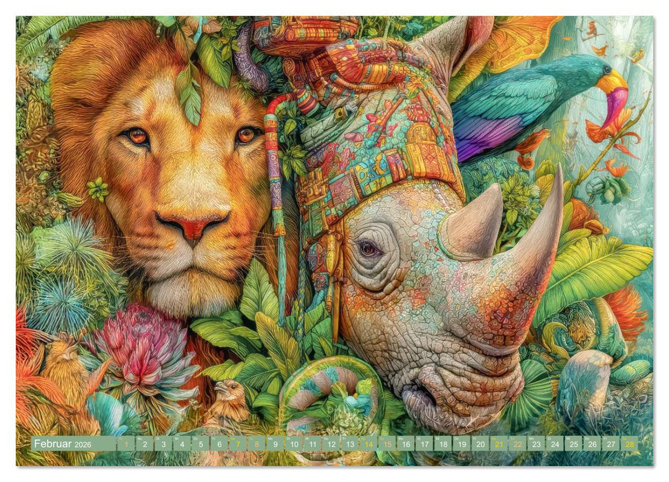 Tierische Dschungelkreaturen - Der Fantasie entsprungen (CALVENDO Wandkalender 2026)