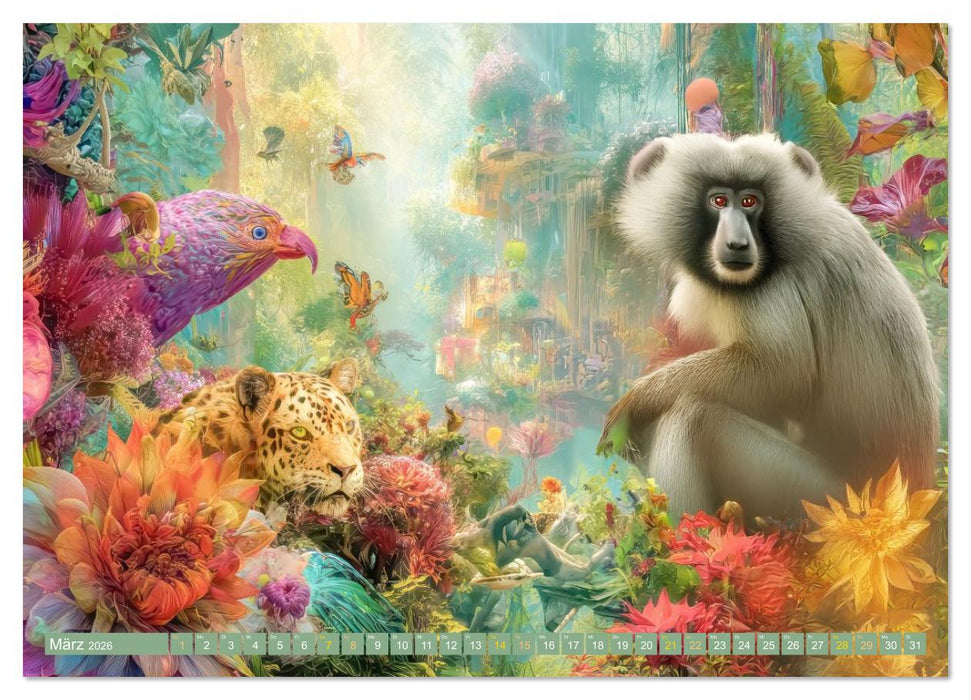 Tierische Dschungelkreaturen - Der Fantasie entsprungen (CALVENDO Wandkalender 2026)