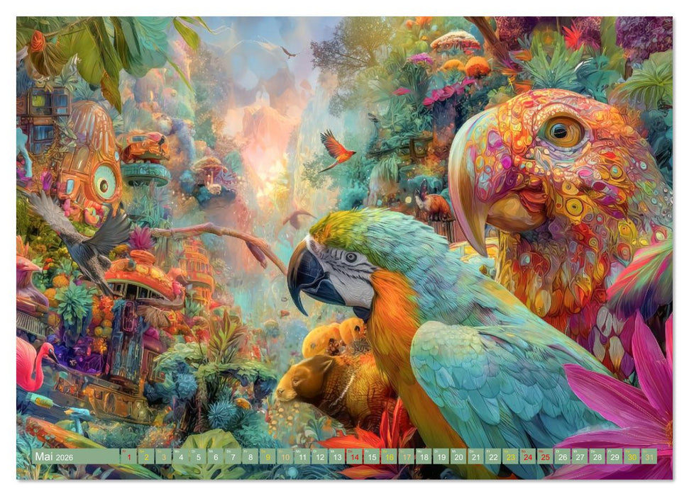 Tierische Dschungelkreaturen - Der Fantasie entsprungen (CALVENDO Premium Wandkalender 2026)