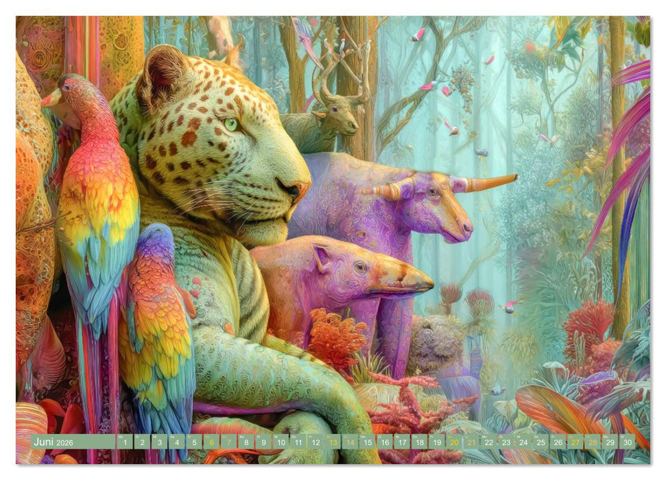 Tierische Dschungelkreaturen - Der Fantasie entsprungen (CALVENDO Premium Wandkalender 2026)
