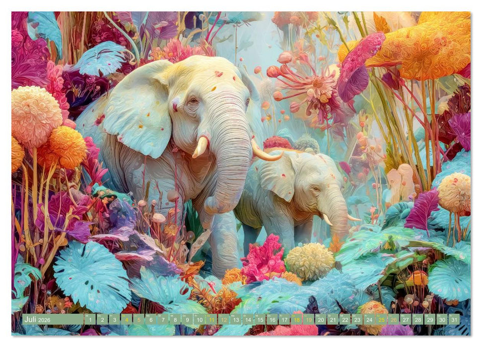 Tierische Dschungelkreaturen - Der Fantasie entsprungen (CALVENDO Premium Wandkalender 2026)