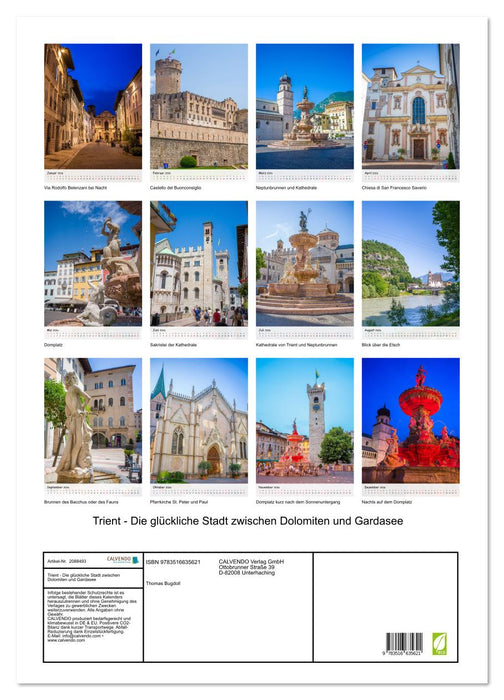 Trient - Die glückliche Stadt zwischen Dolomiten und Gardasee (CALVENDO Wandkalender 2026)