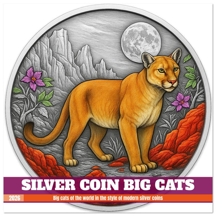 Silver Coin Big Cats (CALVENDO Monthly Calendar 2026)