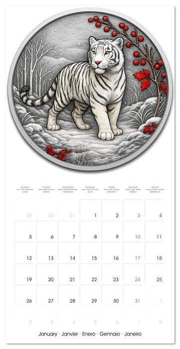 Silver Coin Big Cats (CALVENDO Monthly Calendar 2026)
