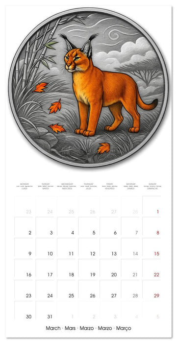 Silver Coin Big Cats (CALVENDO Monthly Calendar 2026)