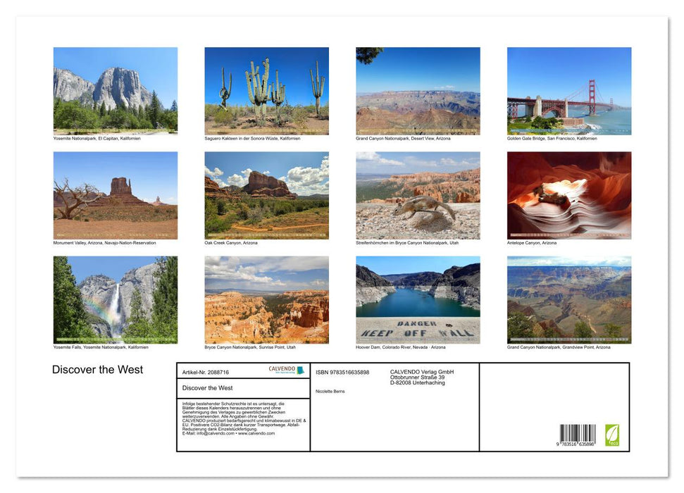 Discover the West (CALVENDO Wandkalender 2026)