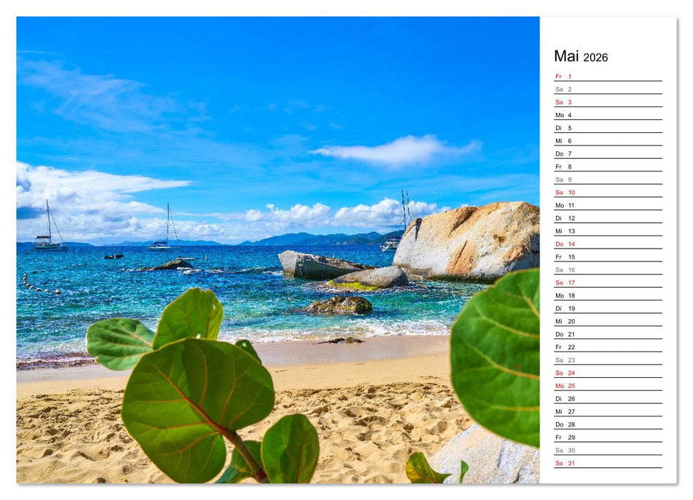 Karibik entdecken - Inseln und Farben der Karibik mit echtem Lebensgefühl (CALVENDO Premium Wandkalender 2026)