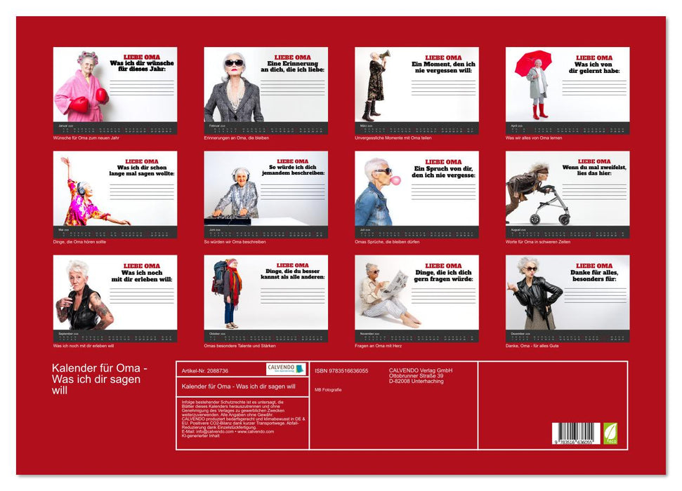 Kalender für Oma - Was ich dir sagen will (CALVENDO Wandkalender 2026)
