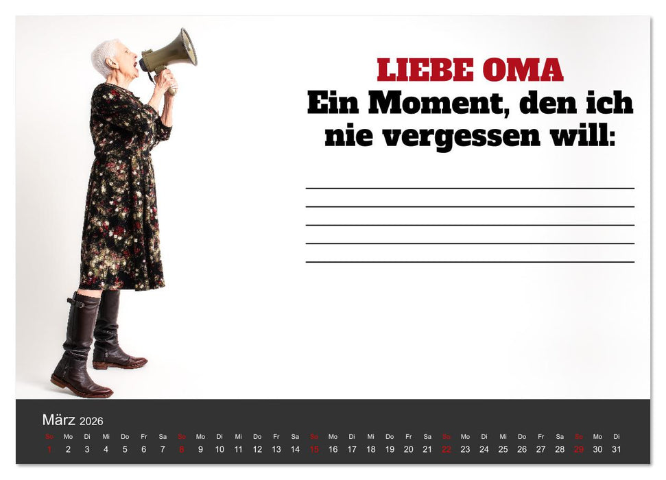 Kalender für Oma - Was ich dir sagen will (CALVENDO Premium Wandkalender 2026)