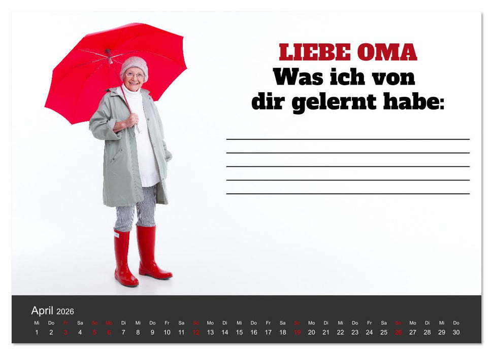 Kalender für Oma - Was ich dir sagen will (CALVENDO Premium Wandkalender 2026)