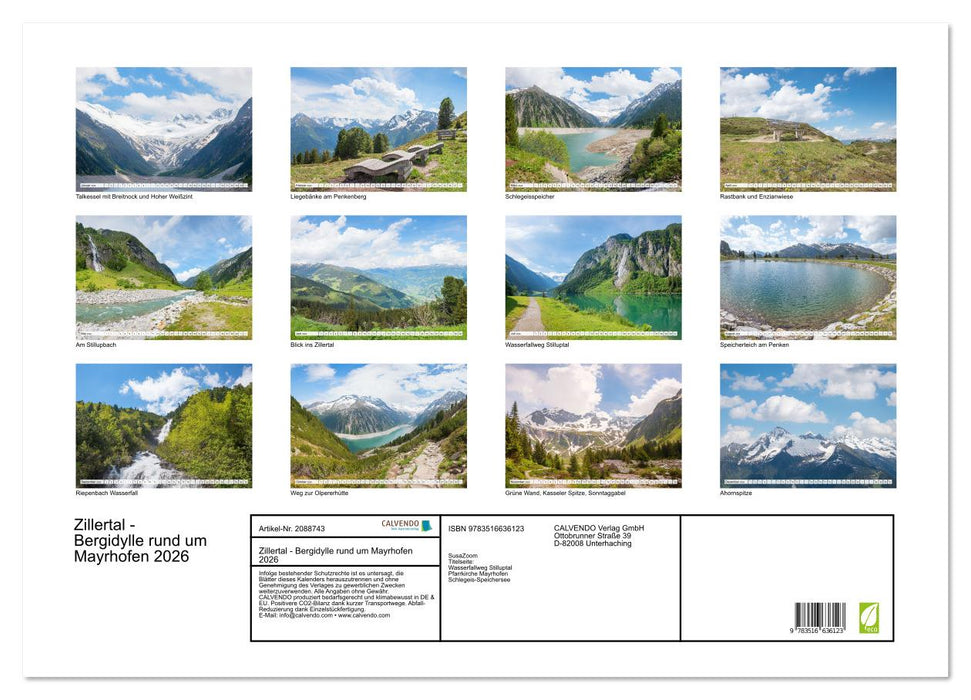 Zillertal - Bergidylle rund um Mayrhofen 2026 (CALVENDO Wandkalender 2026)