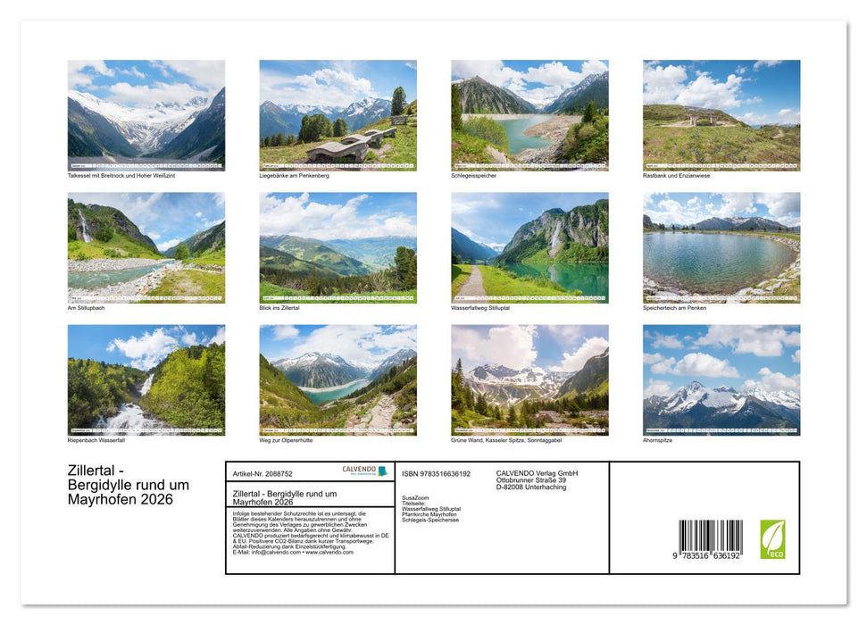 Zillertal - Bergidylle rund um Mayrhofen 2026 (CALVENDO Premium Wandkalender 2026)