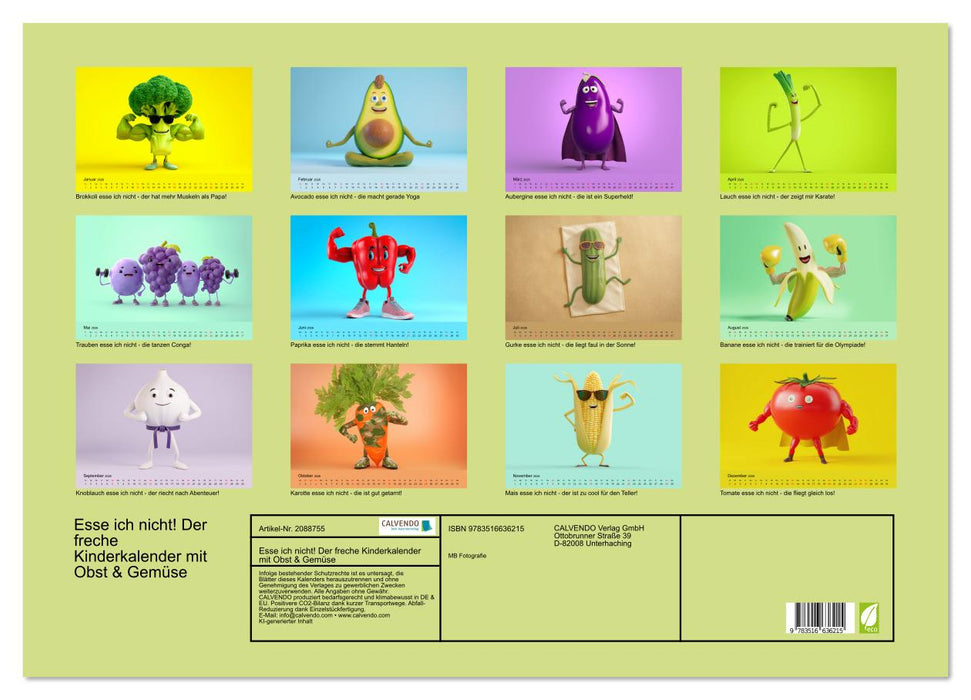 Esse ich nicht! Der freche Kinderkalender mit Obst & Gemüse (CALVENDO Wandkalender 2026)