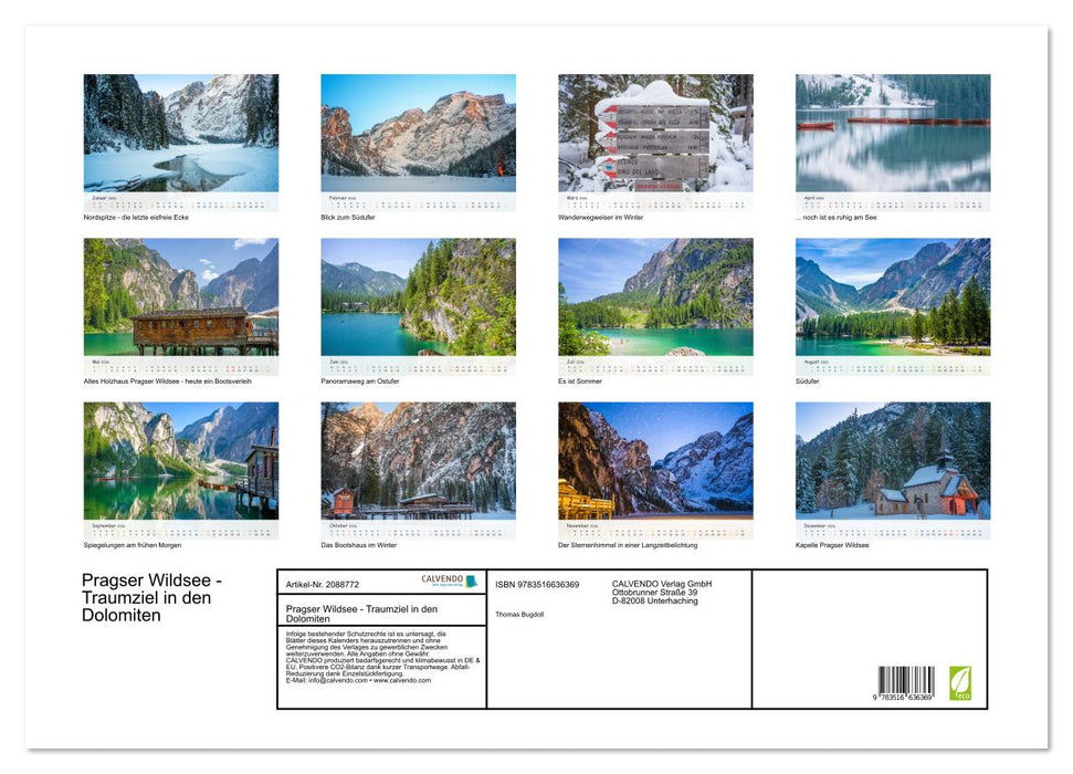 Pragser Wildsee - Traumziel in den Dolomiten (CALVENDO Wandkalender 2026)