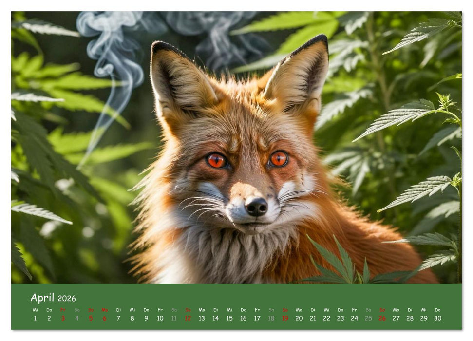 Tiere auf Gras - Der verrückte Cannabis-Kalender voller bekiffter Tiere (CALVENDO Wandkalender 2026)
