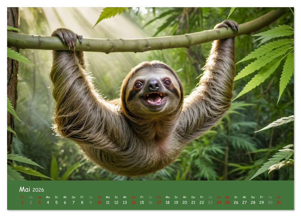 Tiere auf Gras - Der verrückte Cannabis-Kalender voller bekiffter Tiere (CALVENDO Premium Wandkalender 2026)