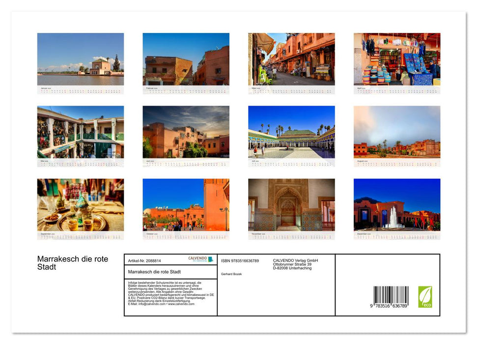 Marrakesch die rote Stadt (CALVENDO Wandkalender 2026)