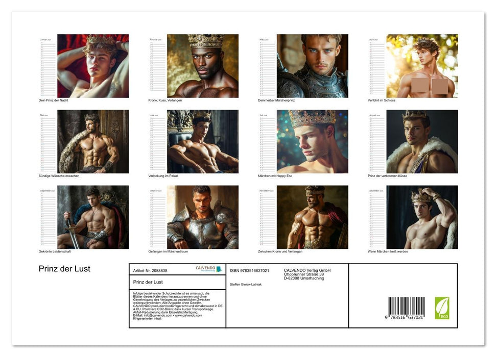 Prinz der Lust (CALVENDO Premium Wandkalender 2026)