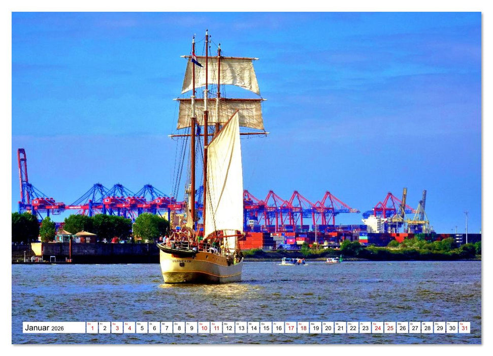Unter Segeln auf der Elbe (CALVENDO Premium Wandkalender 2026)