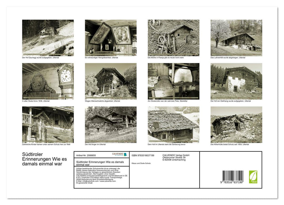 Südtiroler Erinnerungen Wie es damals einmal war (CALVENDO Wandkalender 2026)